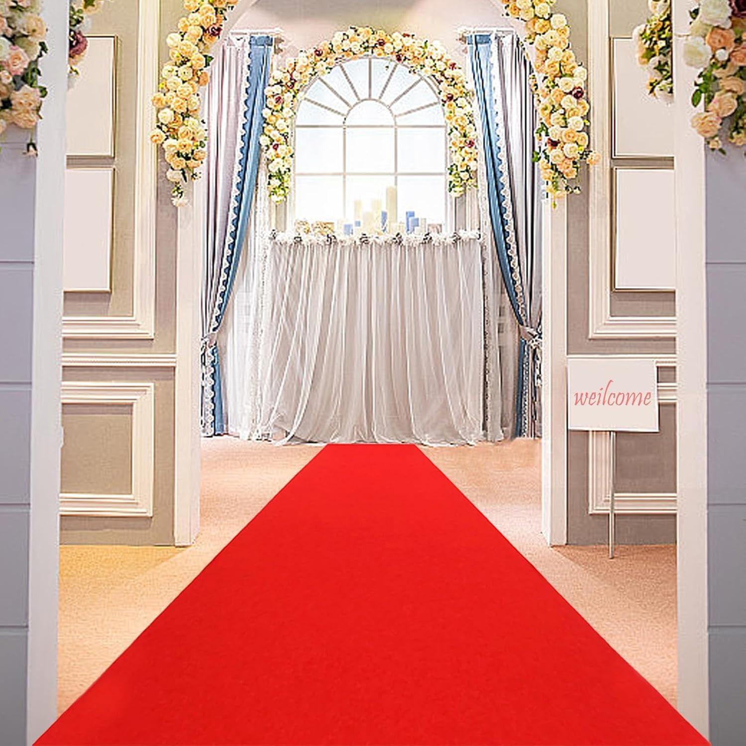 Nisorpa Roter Teppich 1x10M VIP Event Teppich 5.5mm Dick Roter Teppich Läufer 340 g/m² Party Rutschfester Red Carpet
