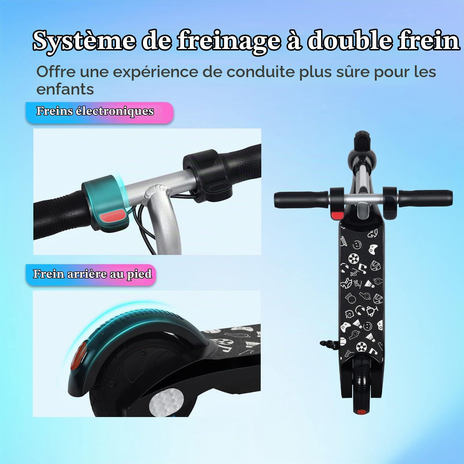 Trottinette Électrique Enfants 6-12 Ans, Réglable en Hauteur et en Vitesse, avec Écran LED et Lumière LED, Idéale comme Cadeau Trottinette électrique pour Les Enfants et Les Adolescents