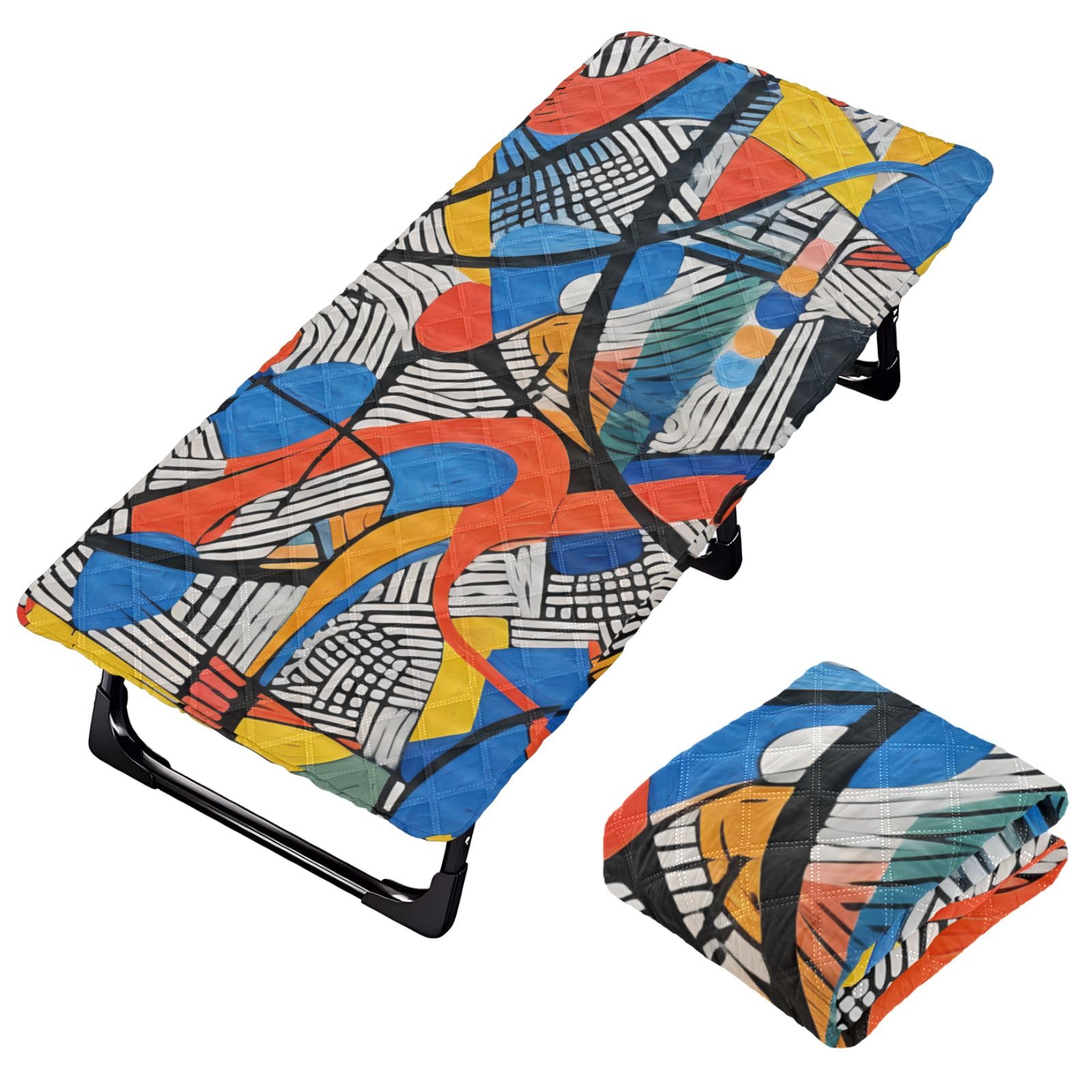 Portable Toddler Bed Sheet for Kids Colorful Abstract Painting Travel Bed Fitted Sheet