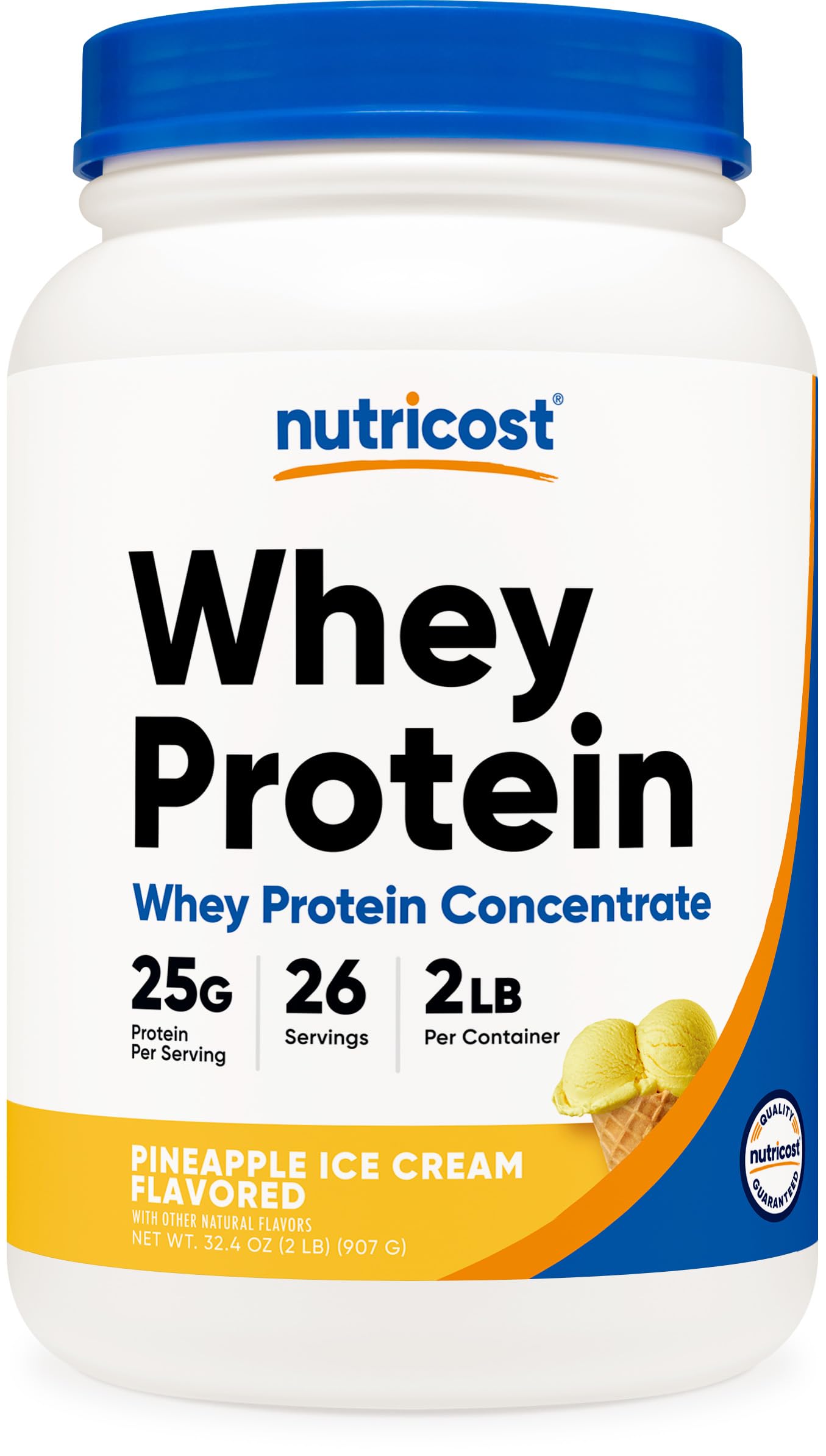 Nutricost Whey Protein Powder Pineapple (2 LBS) - Gluten-Free, GMO-Free, from Whey Protein Concentrate Pineapple 2 Pound (Pack of 1)