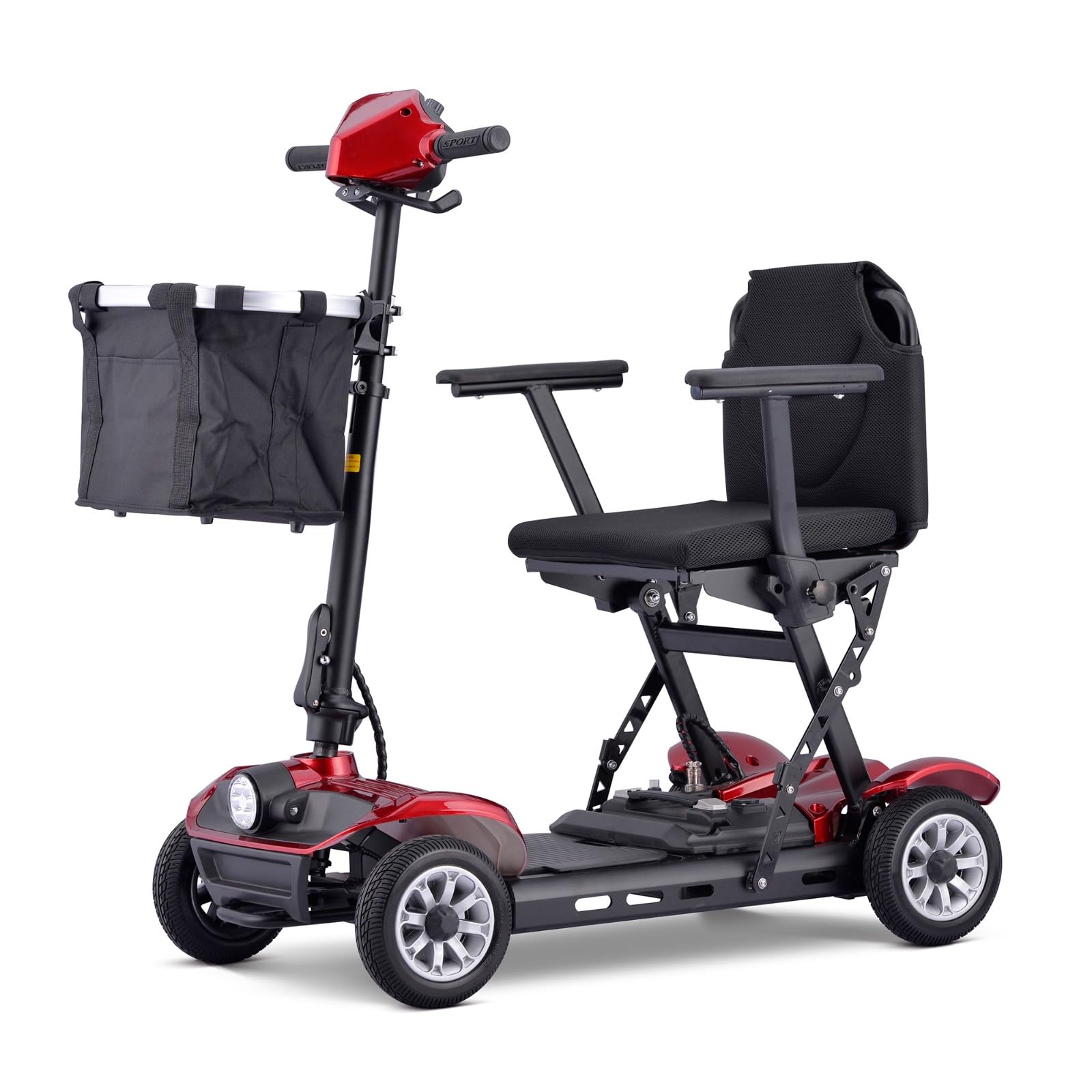 Scooter De Movilidad Eléctrica De 4 Ruedas,Scooter De Movilidad Para Adultos,Sillas De Ruedas Plegables Para Adultos Livianos,Silla De Ruedas Eléctrica,Con Cargador Y Canasta Incluidos red