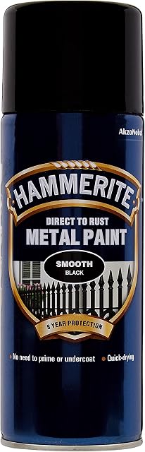 Hammerite Direct to Rust Metal Paint Aerosol Smooth Black Finish 400ML