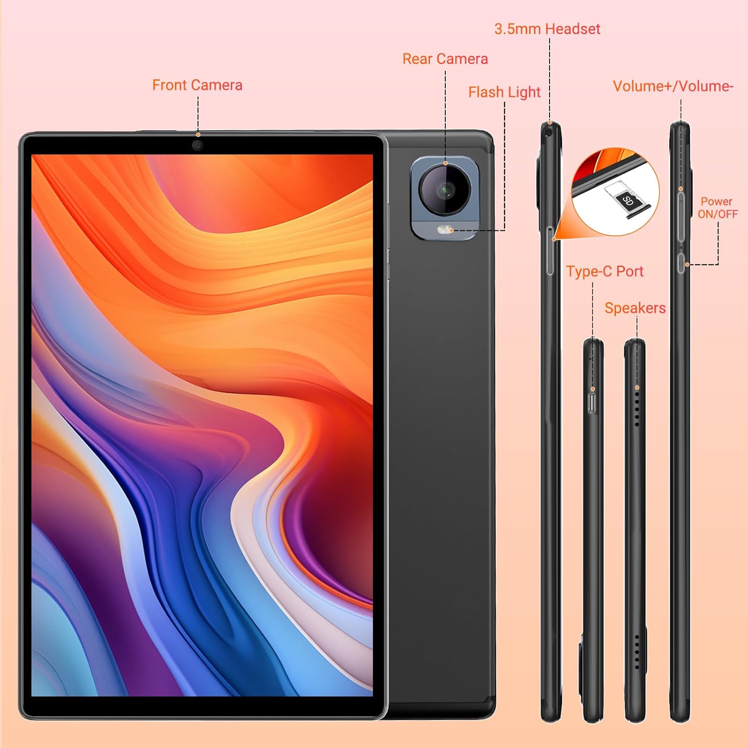 TIGERFU P107 Tablet Ports and Buttons Layout