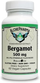 Bergamot 500mg Standardized Citrus Bergamia Extract with 38% Polyphenolic Flavonoids Bergamonte Trademark Quality Non-GMO, Vegan, Gluten-Free 60