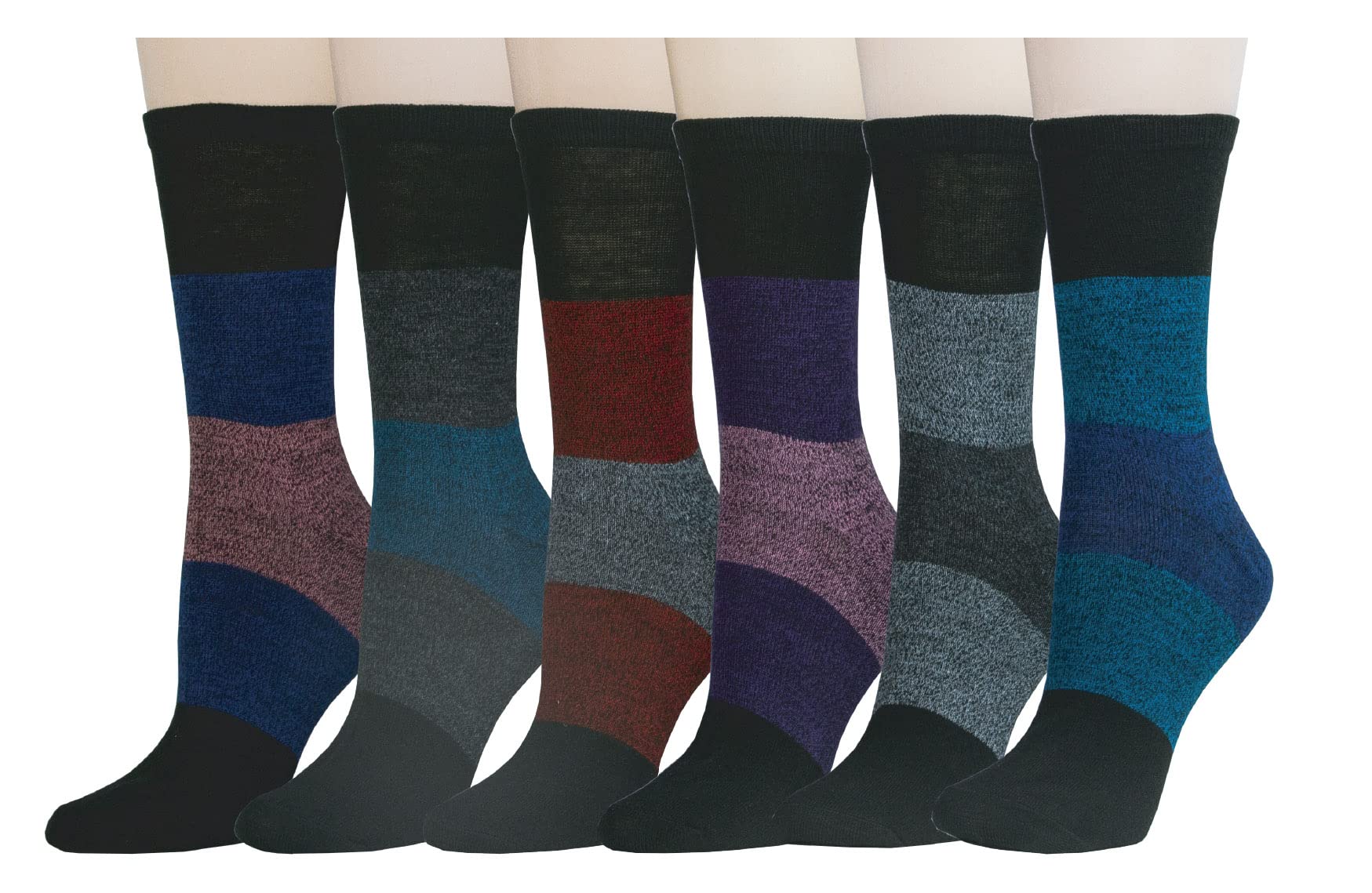 Badgley Mischka - Calcetines para mujer, estilo casual, color negro y rosa, talla única, 6 unidades