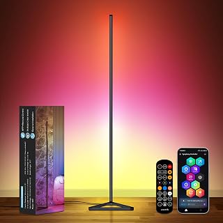 RGB LED Corner Floor Lamp, with App & Remote Control, 16 Million Colors /68+ Scenes/Dimmable/Music Sync/Timer/Modern Farmhouse Decor Led Lights for Bedroom, Gaming Room, Living Room Decor - Amazon product rated Grade A