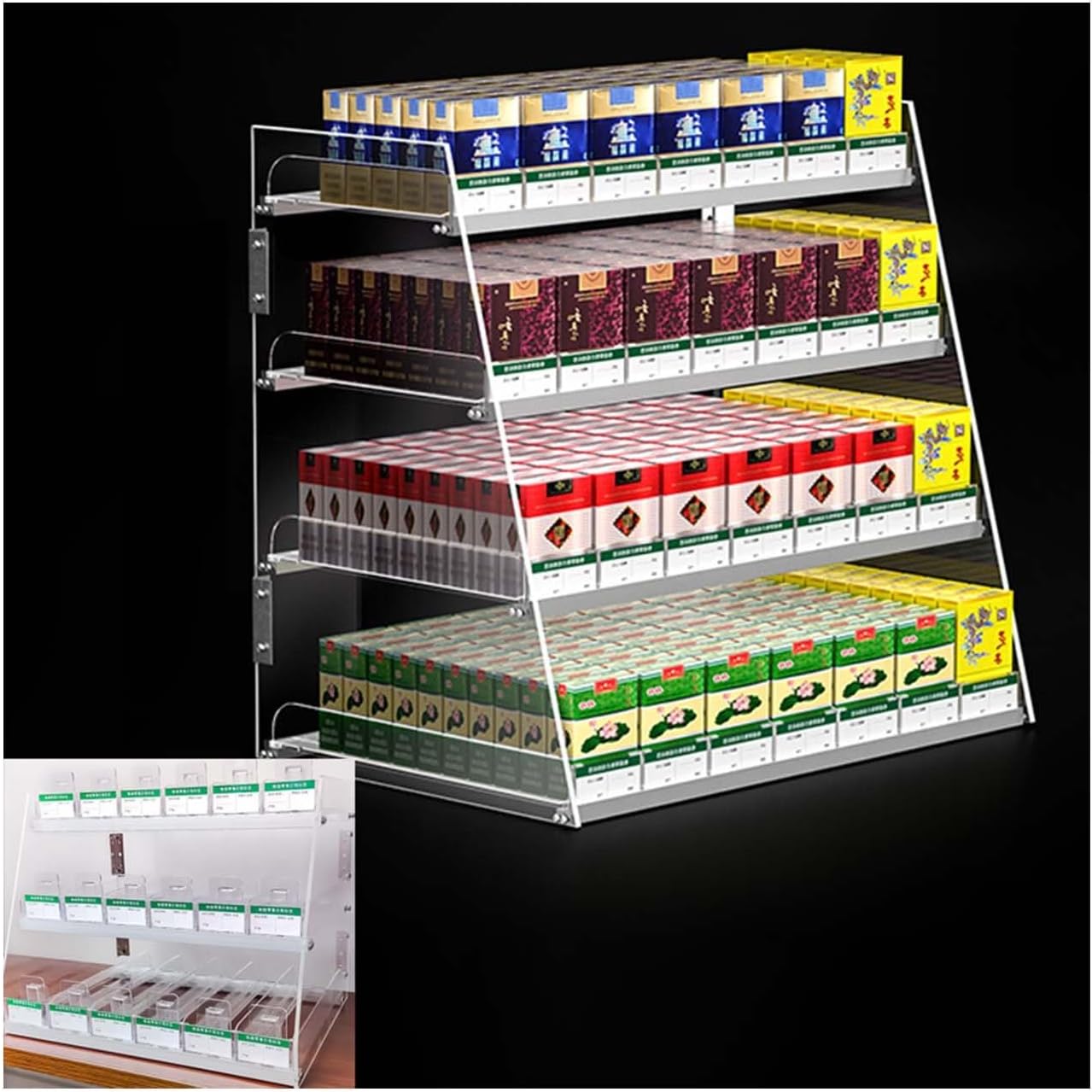 Transparent Supermarkets Cigarette Showcases Rack Acrylic Automatic Cigarette Pusher Easy To Install Used For Coffee Shops, Bars, Shopping Malls (Color : Clear, Size : 86cmx29cmx29cm)