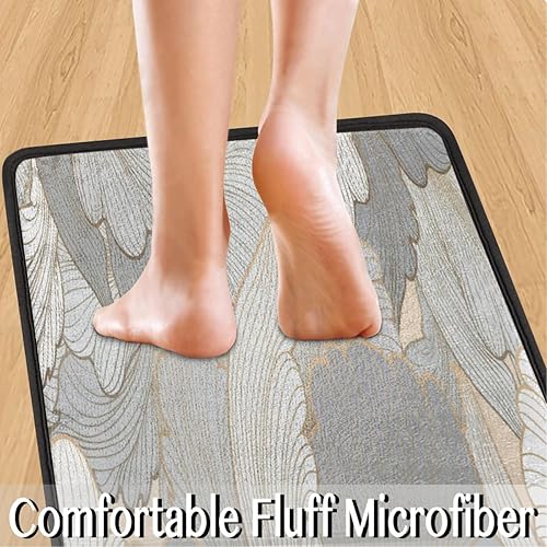 Miniatura 5 de Tapete de cocina con patrón floral dorado sin costuras, acolchado, antifatiga, juego de 2 piezas, duradero, resistente a las manchas, parte inferior