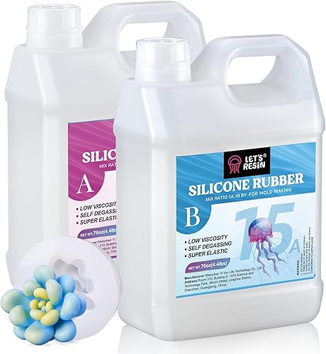 Miniatura 8 de LET'S RESIN - Kit para fabricar moldes de silicona, con goma líquida de silicona translúcida no tóxica, proporción de mezcla de silicona 1:1