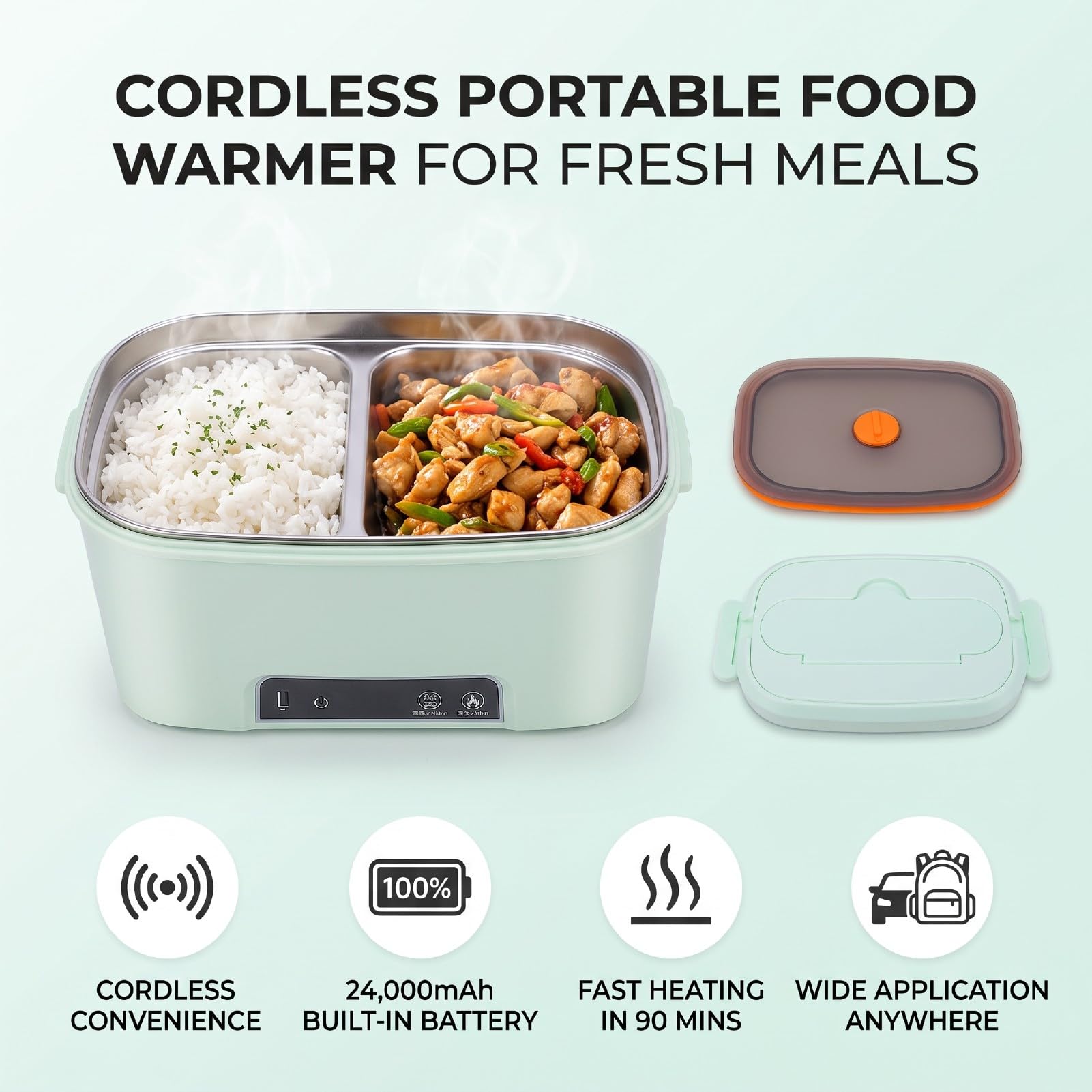 Cordless Heated Lunch Box 1.5L, Fast Heating