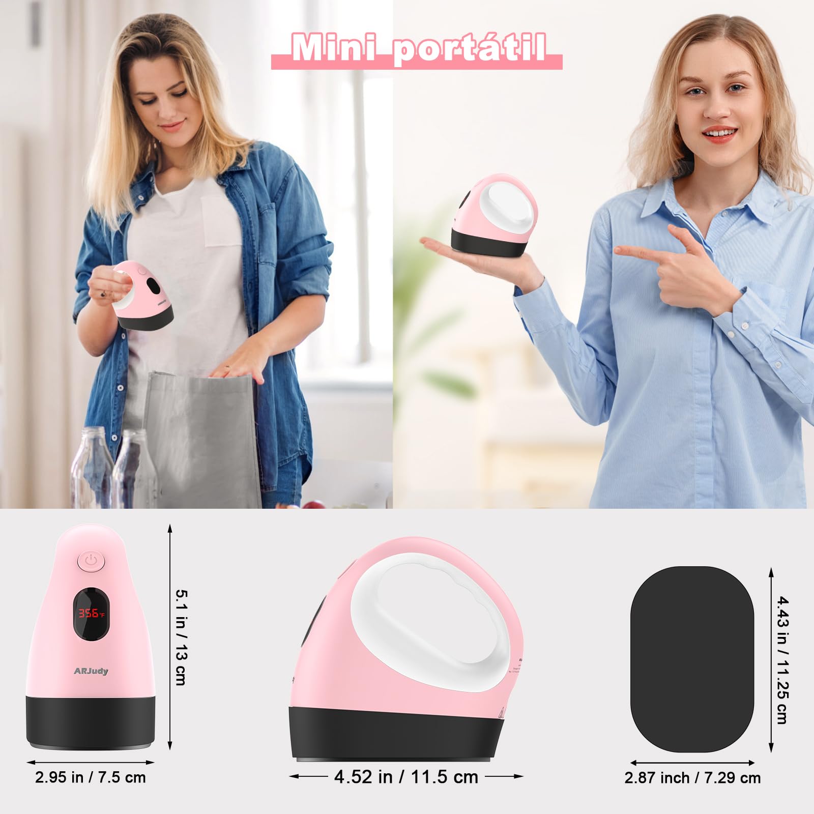Mini máquina de prensa de calor, mini prensa de hierro de transferencia de calor, 3 ajustes de calor y temperatura visible, prensa de calor portátil fácil para manualidades, camisetas, sombreros