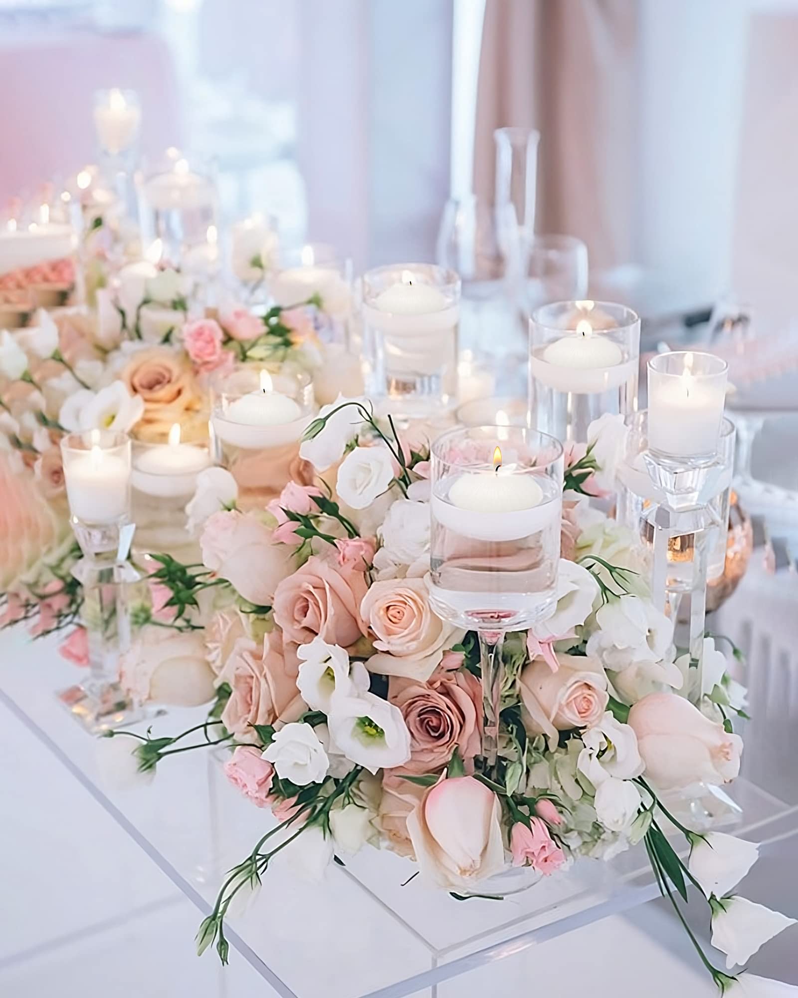 Candele galleggianti bianche per vasi cilindrici, confezione da 24 candele da 5 cm, per centrotavola a cena, matrimonio, feste, trattamenti spa