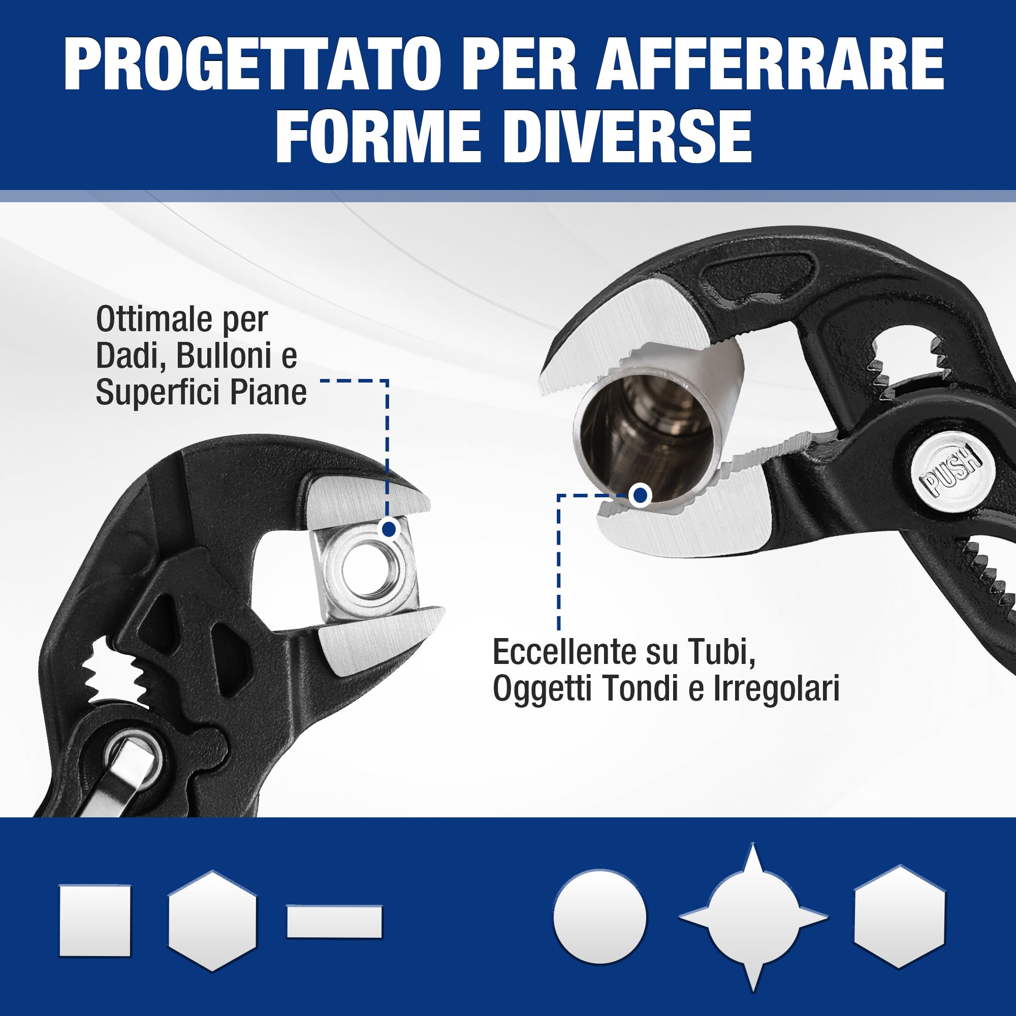 WOKRPRO Set di 2 Pinze Idraulico da 180 mm, Pinza Regolabile, Pinza a Pappagallo, Protezione di Bloccaggio, Impugnatura Antiscivole, Acciaio CrV, Chiave pappagallo a Apertura Massima 40/42 mm