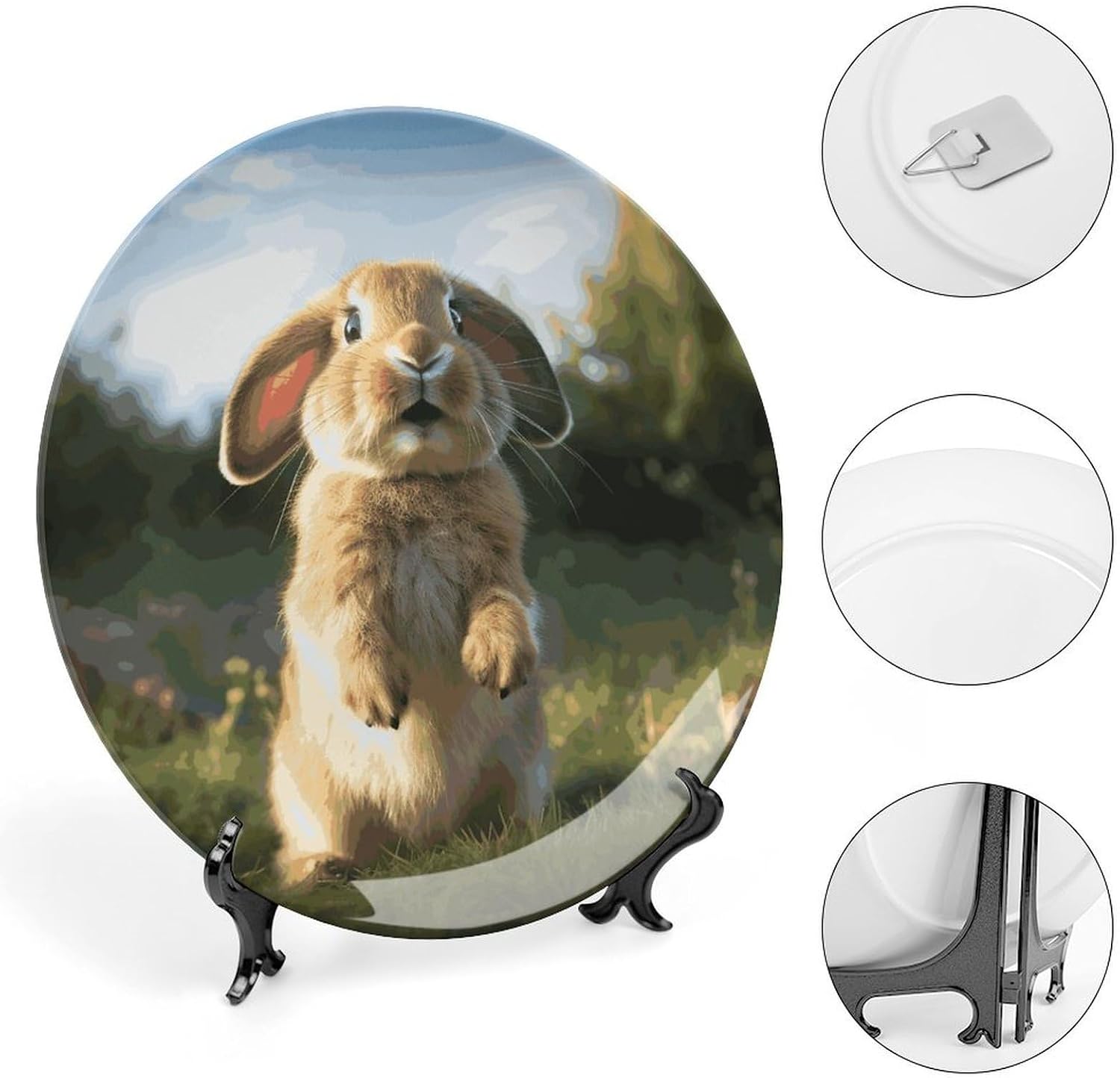 Cute Funny Rabbit Ceramic Decorative Plate for Home, Bone China Plates image 4