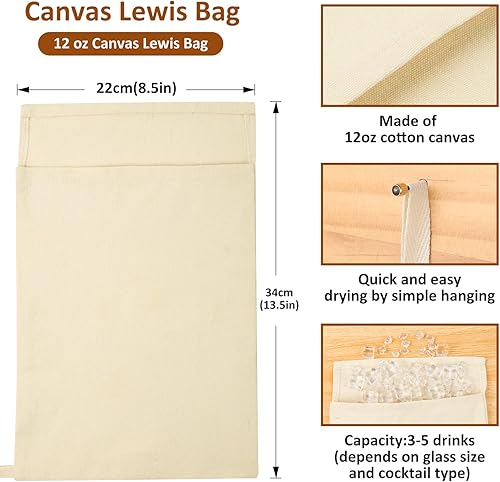 Miniatura 2 de Lewis Bolsa de hielo y mazo, trituradoras de hielo para uso doméstico, bolsa de trituración de hielo para kit de barman y herramientas de bar,