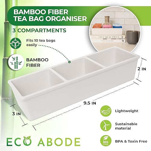 Miniatura 2 de Organizador moderno de bolsitas de té, organizador de té pequeño de bambú ecológico para bolsas de té, organizador de caja de té para almacenamiento