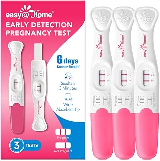 easy@Home Early Pregnancy Test: 6 Days Sooner Result* 10 MIU/mL Sensitivity Early Detection Pregnancy Stick - Fast & Rapid hCG Tests for Home Use - 3 Count