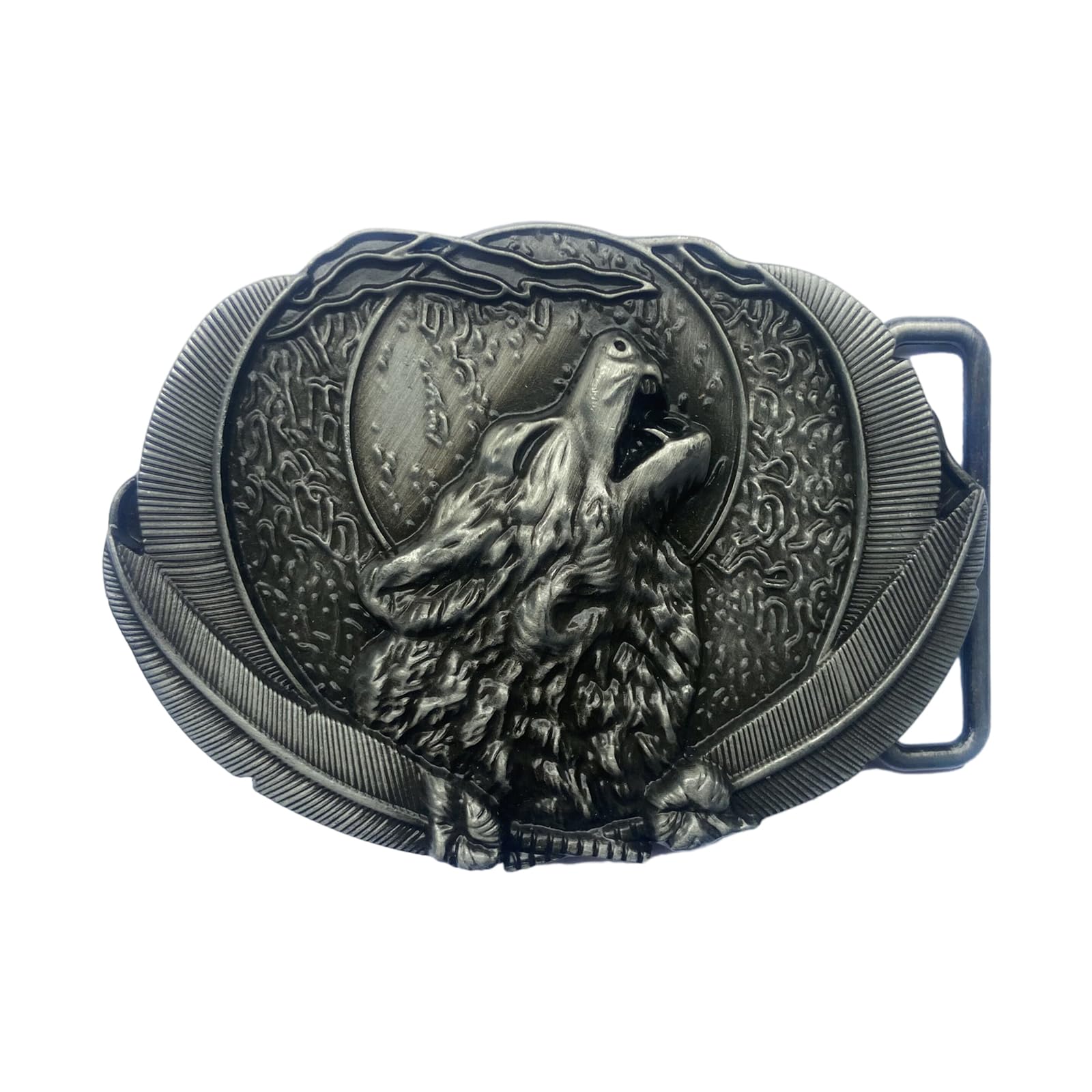 NONGYU Belt Buckle for Men Vintage Engraved Wolf Head Waist Belt Buckle for Pants Western Buckle Waistband Accessories