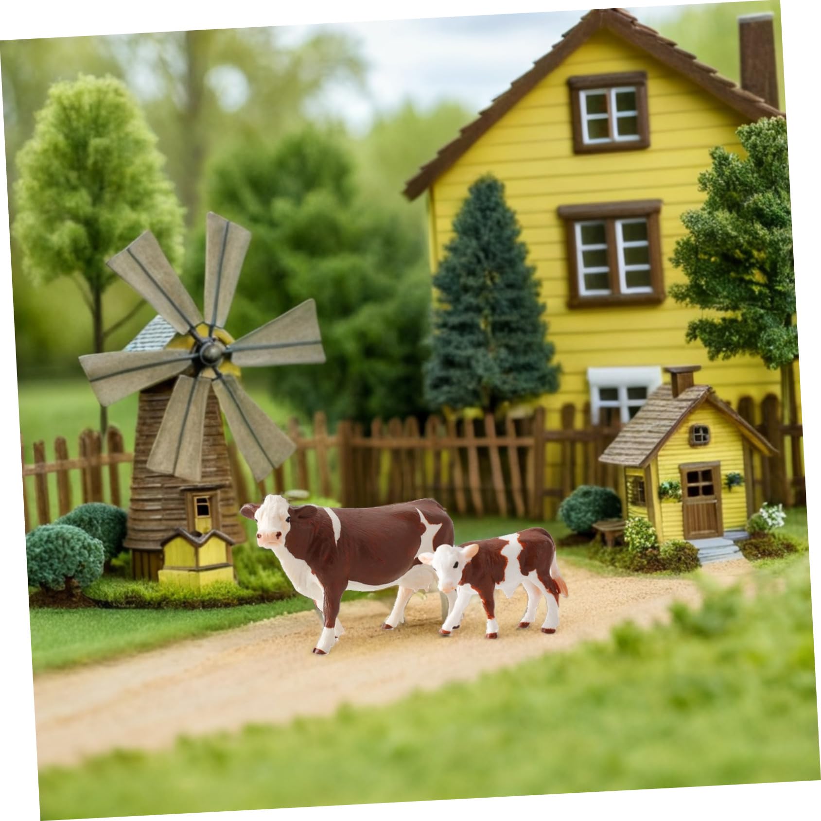 Hohopeti Juguete Modelo de Vaca Blanco 4 Piezas PVC Educativo para Niños