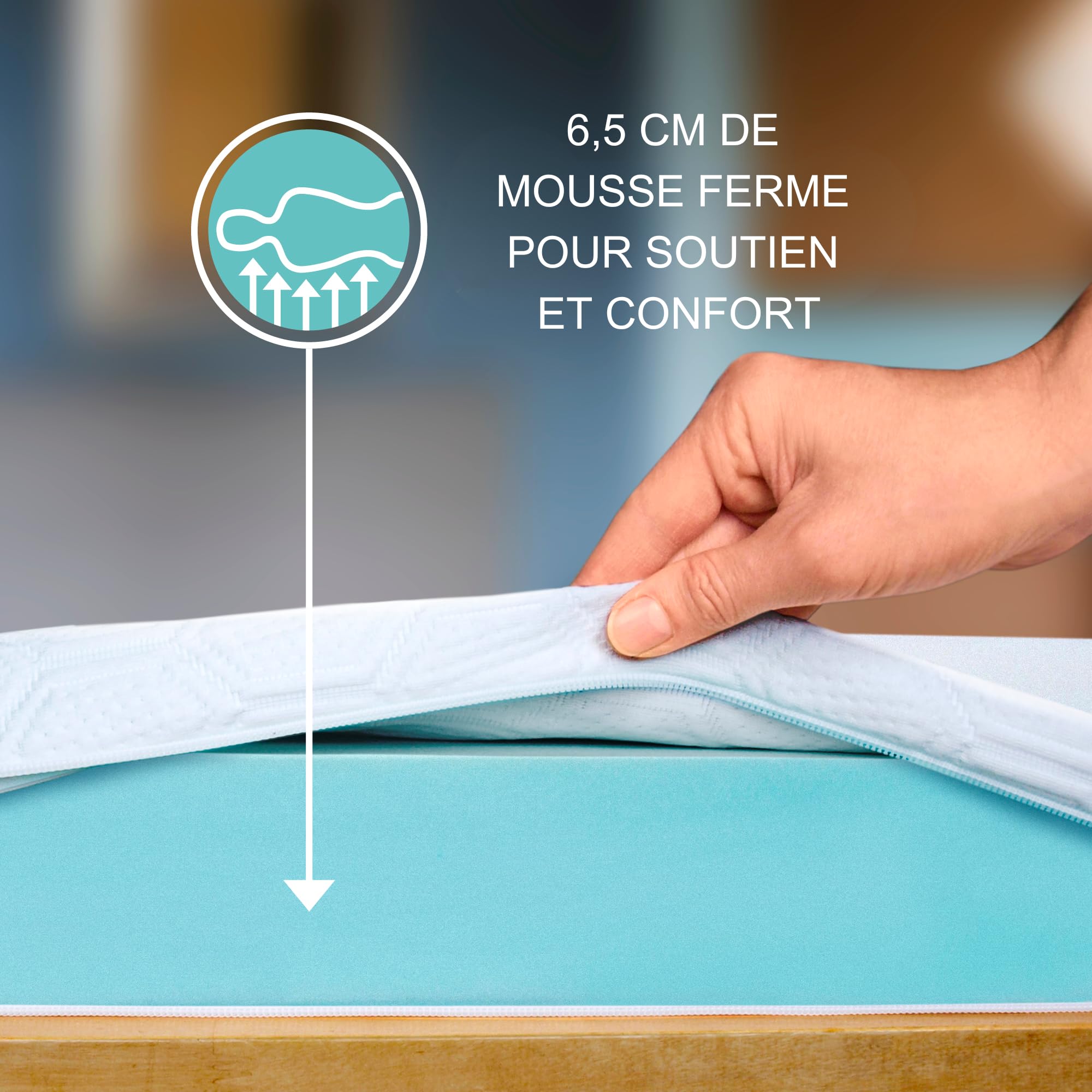 Wendre Surmatelas 160x190 – 7 cm Mousse Froide Ferme, Comfort Plus | Soutien ferme, avec élastiques de fixation, housse lavable, OEKO-TEX, fabriqué en Europe