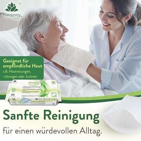 Harmony Care - 250 x Soft Disposable Wash Mitts Made of Spunlace Disposable Washcloths for Adult Care and Babies - Extra Thick Irritation-Resistant Wash Cloths Disposable - Dry
