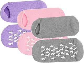 SECFOU 3 Pares De Meias De Gel Para Pés Meias Para Cuidados Com O Calcanhar Rachado Capas Hidratantes Para Os Pés Produtos Domésticos Para Cuidados Com Os Pés Capas Para Cuidados Com