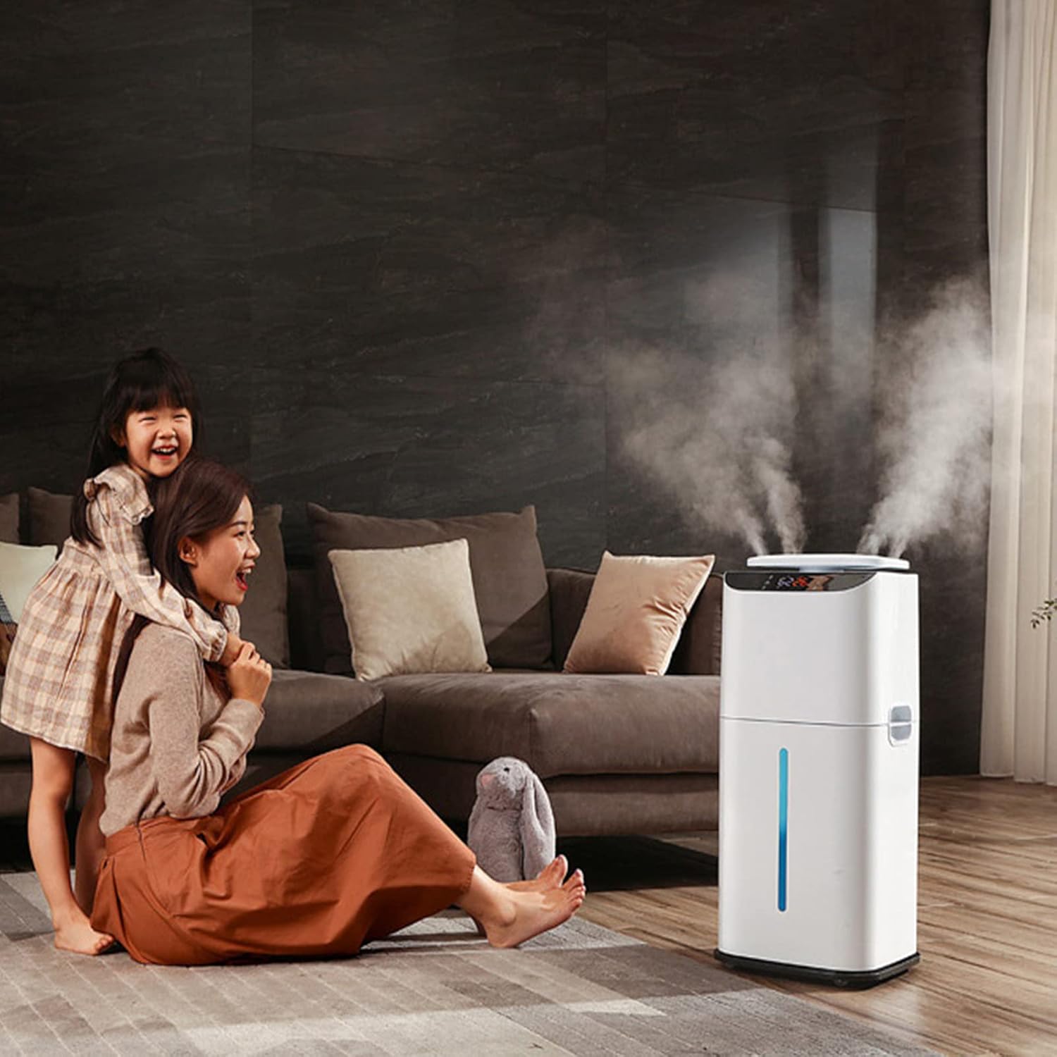 31L Top Fill Humidifier Warm and Cool Mist for Bedroom Large Room with Remote Control Humidity Monitor Auto Sleep Mode 360° Nozzle 1-12H Timer Auto Shut-Off