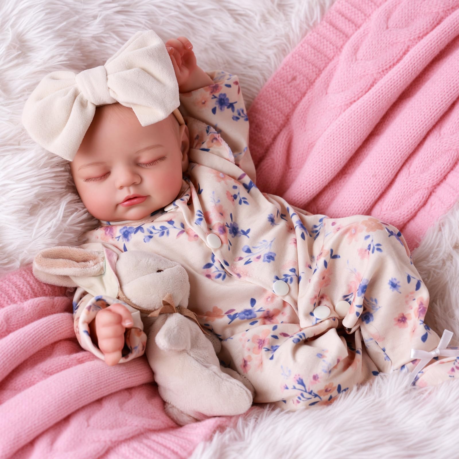 BABESIDE Adorable Reborn Girl, 17 Inch Reborn Baby Doll Realistic, Soft Cloth Body Sleeping Newborn Babies