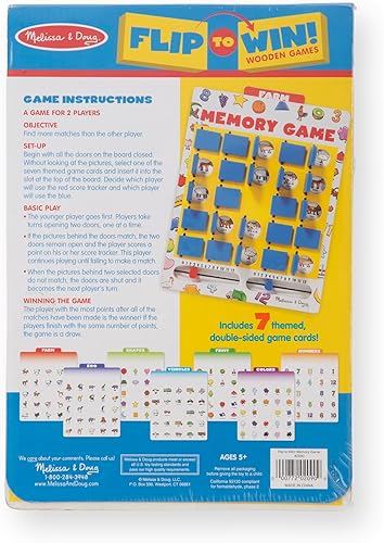 Miniatura 9 de Melissa & Doug Flip to Win Travel Memory Game - Wooden Game Board, 7 Double-Sided Cards Road Trip Essentials for Kids, Hangman for Kids, Memory Toy