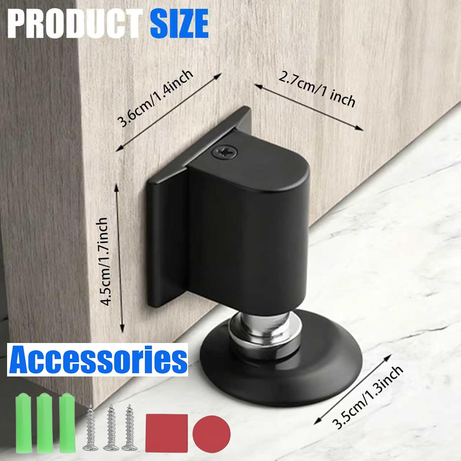 Door Wedge Stopper - 2026 New Magnetic Door Stopper,for Bottom of Door Drill-Free Invisible Indoor Doorstopper, Front Door Stopper Stent, Keeps Door Open Long-Term (Brushed Nickel 1PC)