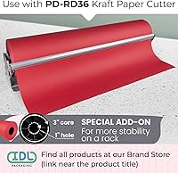 Vista 7 de Rollo Jumbo de papel kraft rojo de 36 x 8400 pulgadas (700 pies) – Rollo de papel artesanal hecho en Estados Unidos de 45 libras de grosor – Rollo