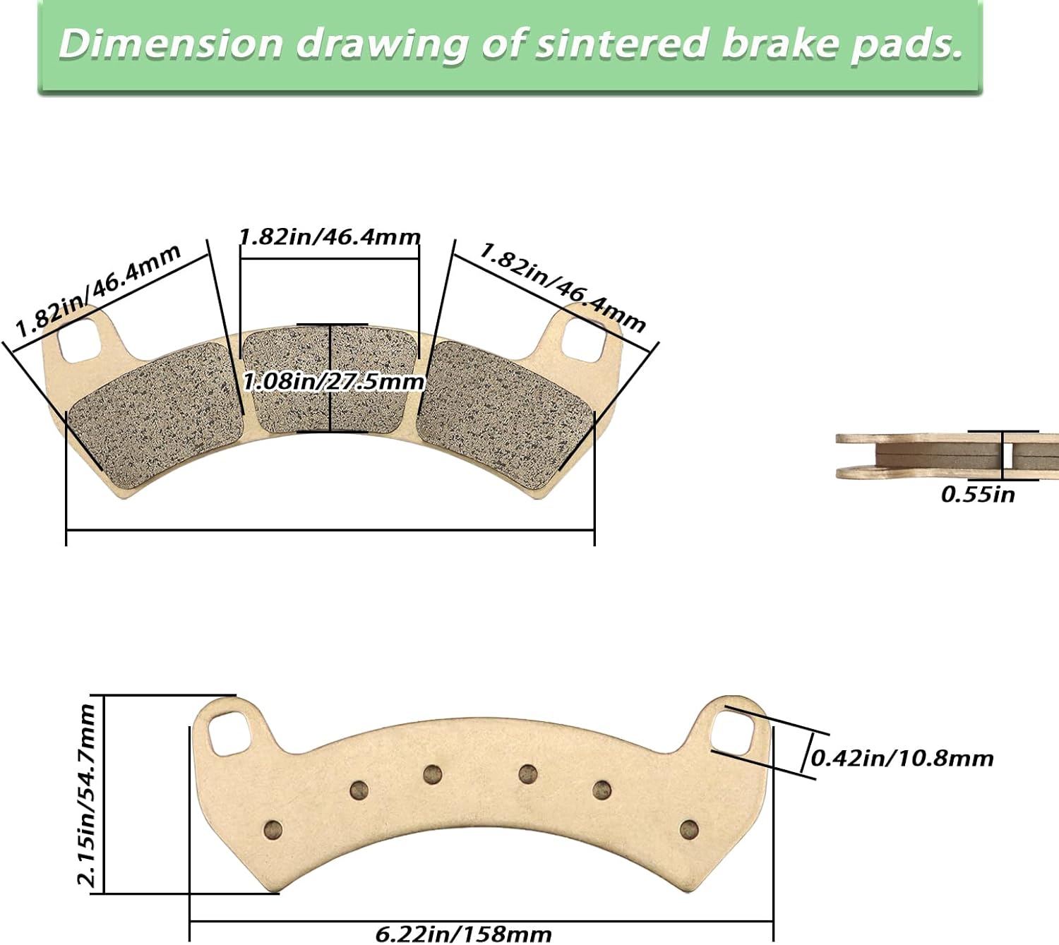 Sintered Front & Rear Brake Pads for Polaris General 1000 XP 4 2020 2021 2022 2023 2024 General-XP-4-1000# 2206231 2203318 2208936