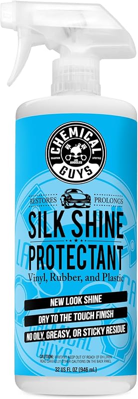 Chemical Guys, Silk Shine Vinyl, Rubber & Trim Satin Dressing, Spray, 32 oz | Dries to a natural satin look with no greasy sling, works indoors and out on dashboards, door panels, bumpers and tires