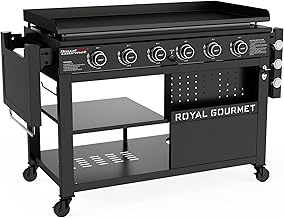 Royal Gourmet GB6000 6 Burner Propane Gas Griddle with Folding Side Tabl...