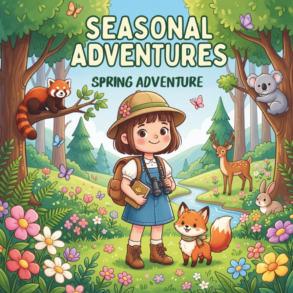 Seasonal Adventures: Spring Adventure Coloring Book for Kids: A Wildlife Adventure Coloring Book for Kids with Cute Animals, Nature Exploration, and Creative Discovery