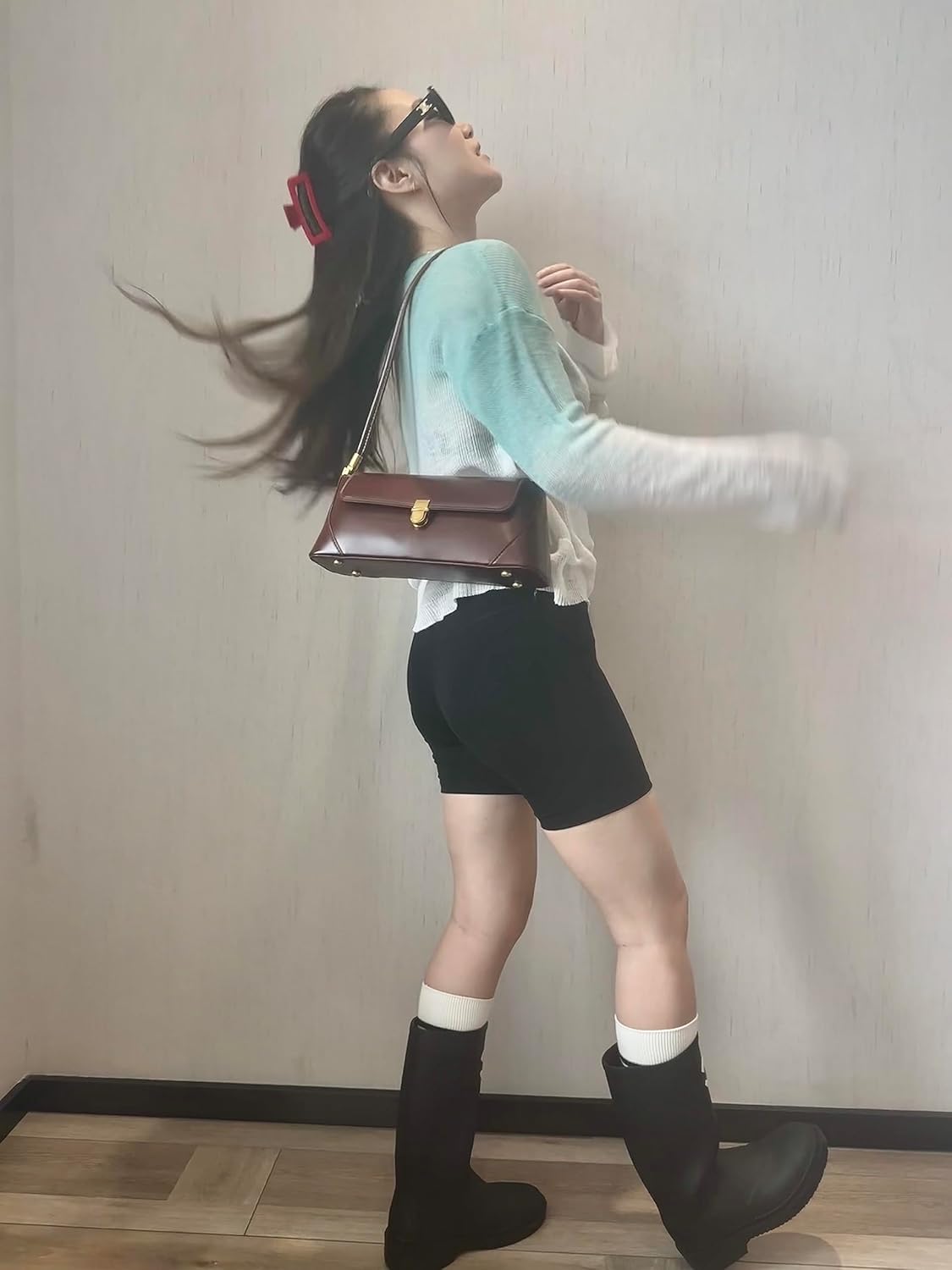 Women Shoulder Bags Vintage Handbag Retro Classic Small Purse 90s Buckle Closure - Image 4