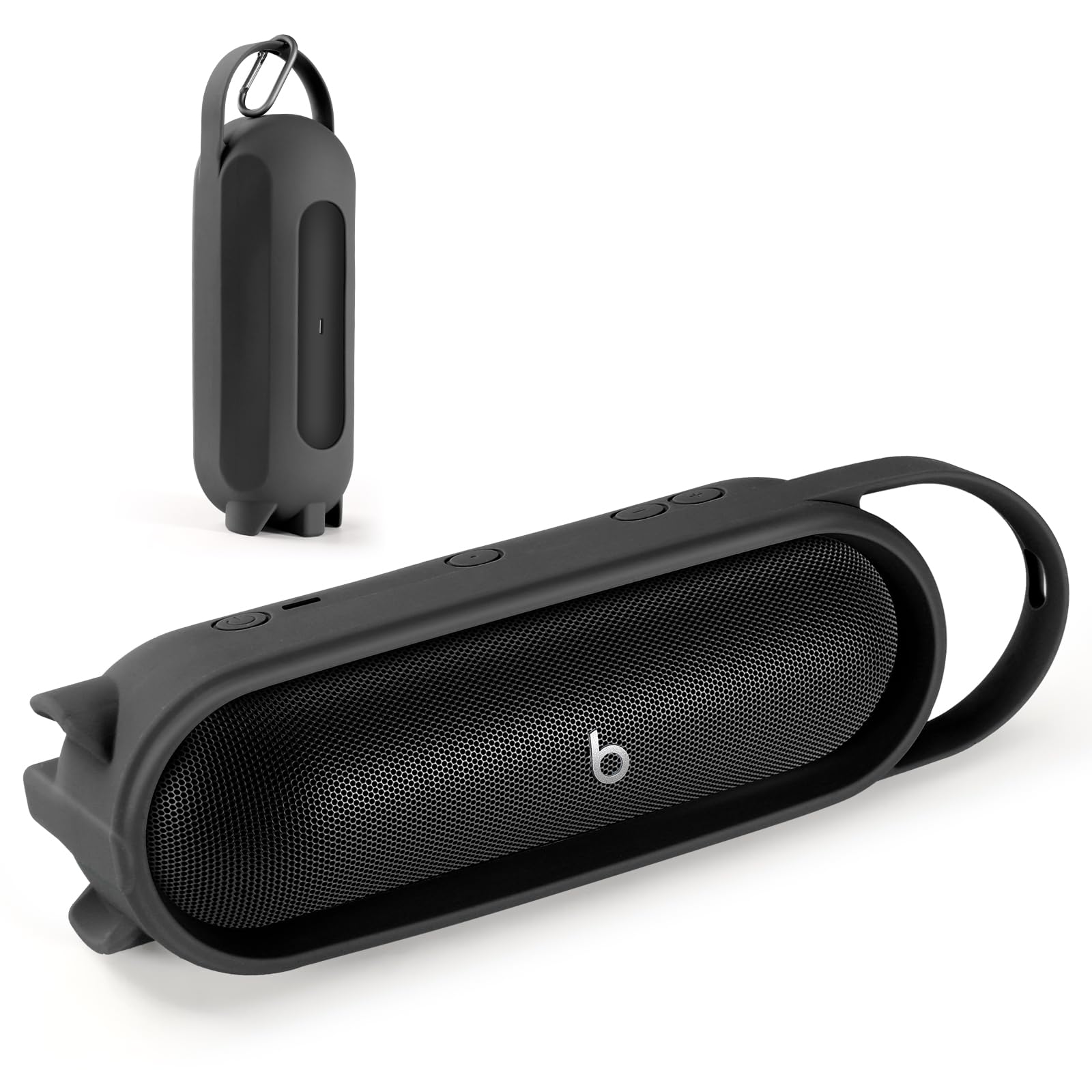 OCXLLEATLY Silicone Carrying Case Cover for Beats Pill 2024 Portable Bluetooth Speaker, Protective Sleeve Travel Case Speakers Accessories (Black)