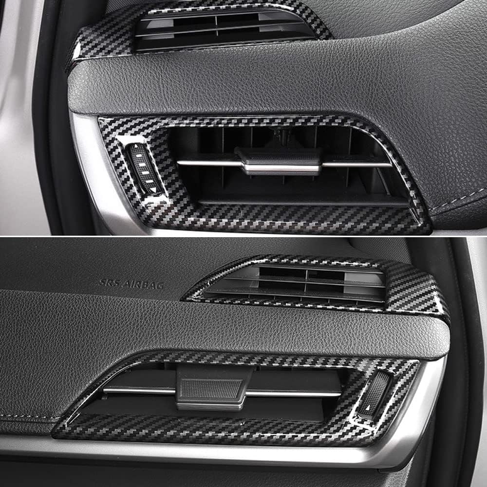 XITER 4pcs ABS Cabon Fiber Style Front Upper & Front Side Air Condition Vent Outlet Cover Trims for Toyota Sienna 2021 2022 2023 2024 2025 2026 Interior Accessories