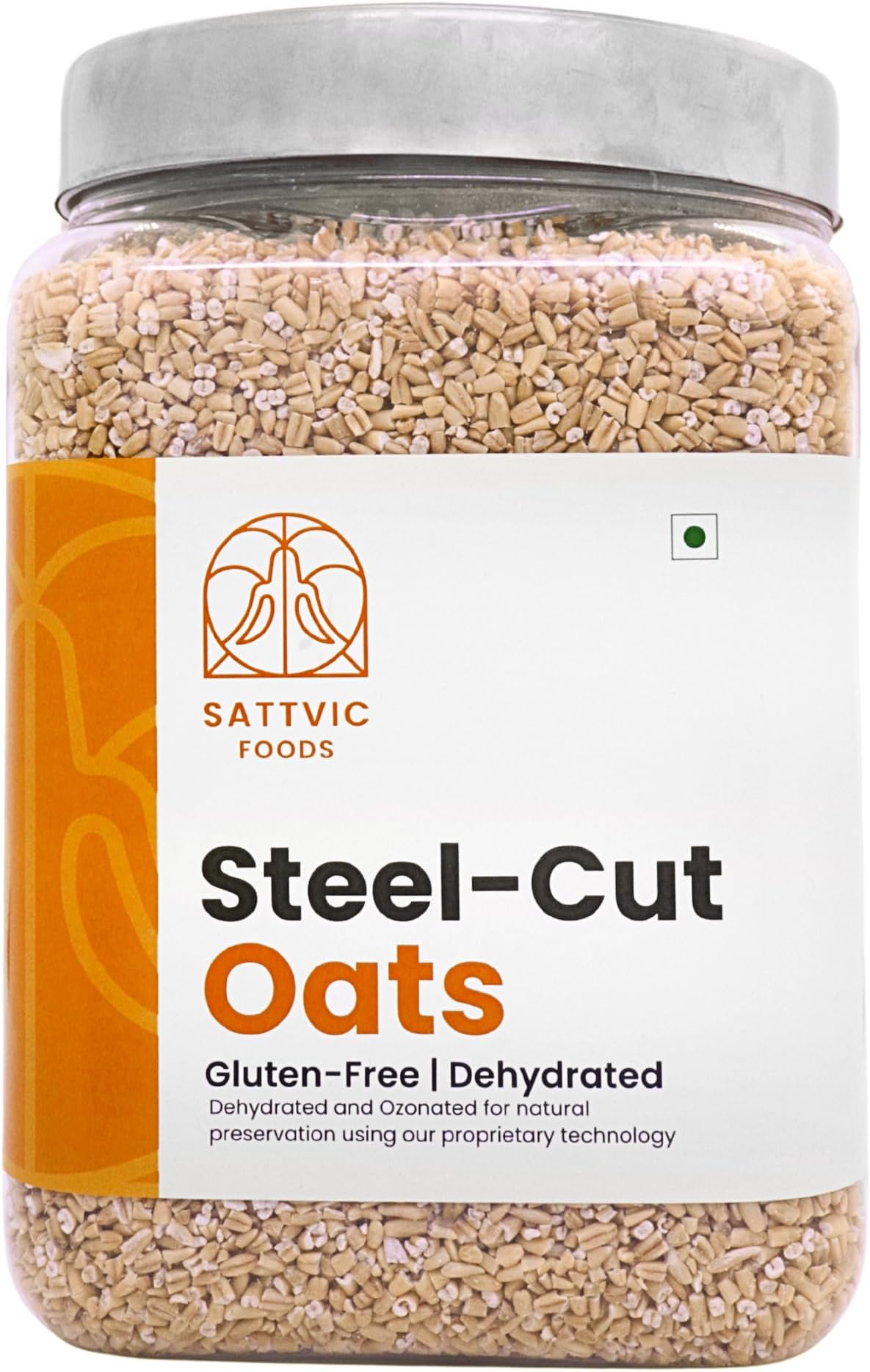 Sattvic Foods Steel Cut Oats (1.5 kg) Scottish Oatmeal, Wholesome Breakfast Cereal - Gluten-Free & NON-GMO | High in Dietary Fibre & Protein | Make Porridge, Baked Goodies