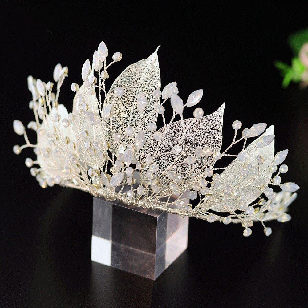 Diadème De Mariée En Argent Cristal - Motif Fleurs, 25 Cm - Pour Mariage, Anniversaire, Soirée Romantique