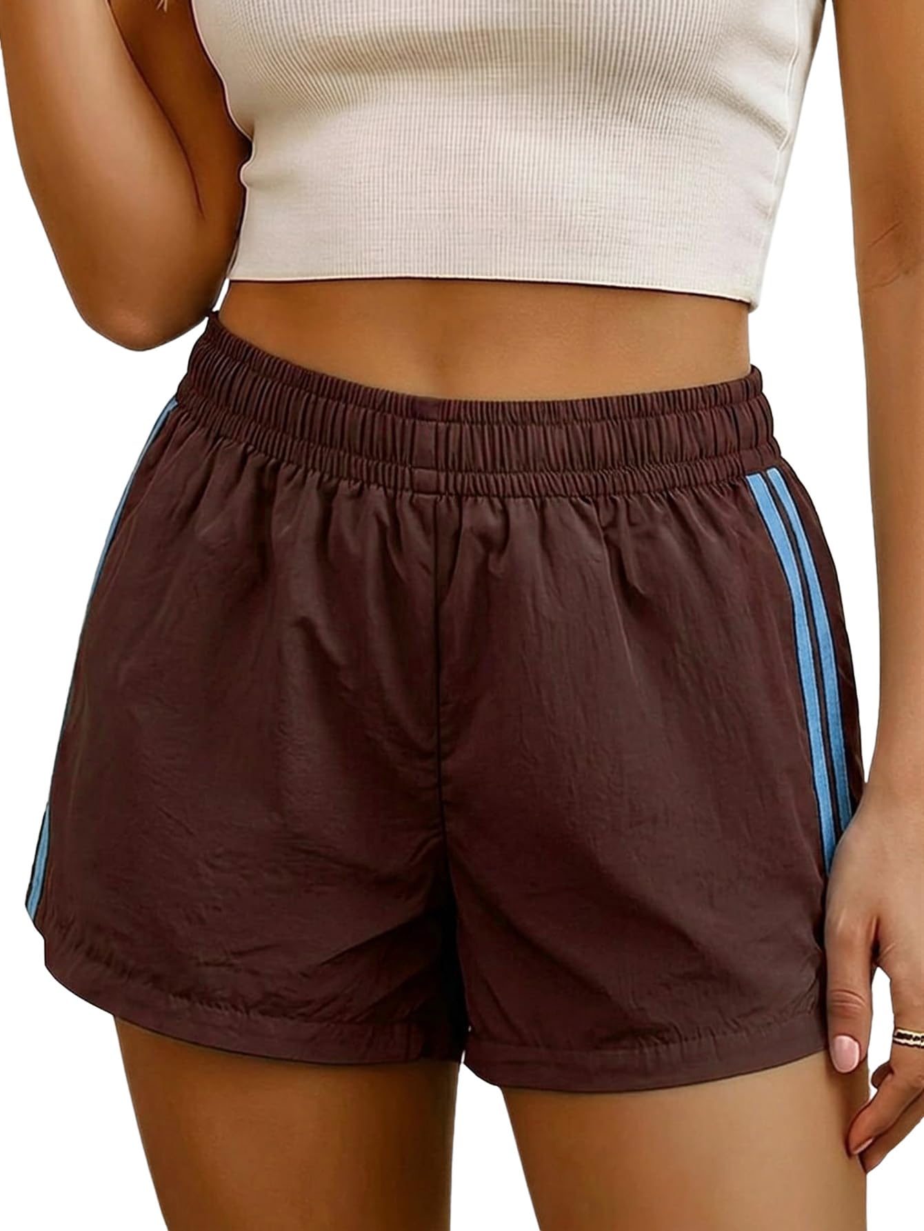 MakeMeChic Women's Striped Summer Track Shorts Low Rise Athletic Shorts