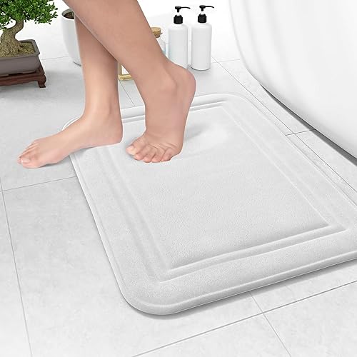 ITSOFT - Tapete de baño de espuma viscoelástica, antideslizante, absorbente, muy acogedor de terciopelo, lavable en lavadora, 24 x 16 pulgadas,
