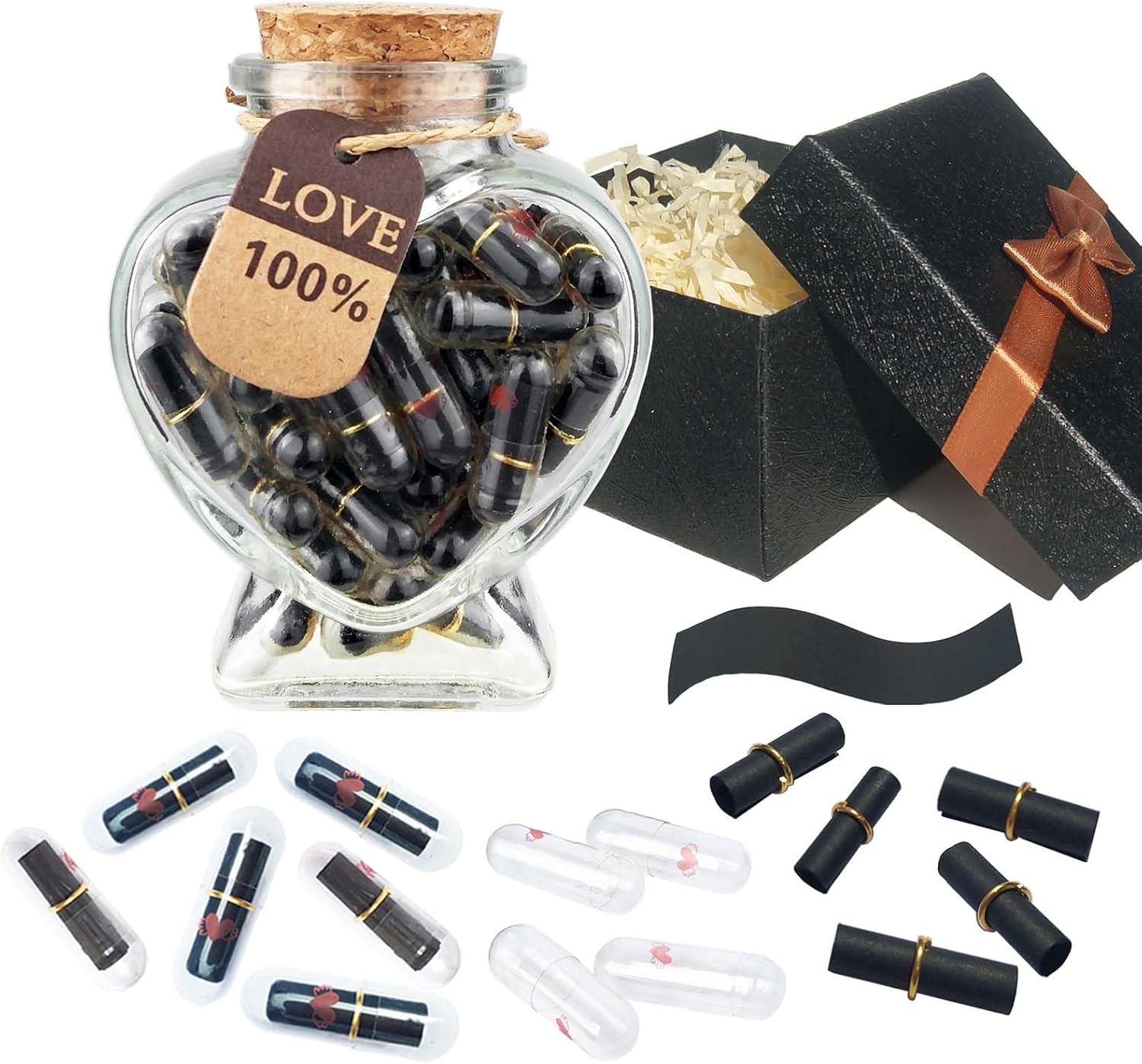 Capsule Letters Message in a Bottle Kit Cute Things Gifts for Girlfriend Boyfriend Love Notes for Him Her Love Letter Paper for Valentines Day Birthday Anniversary Christmas Gift (Type C)