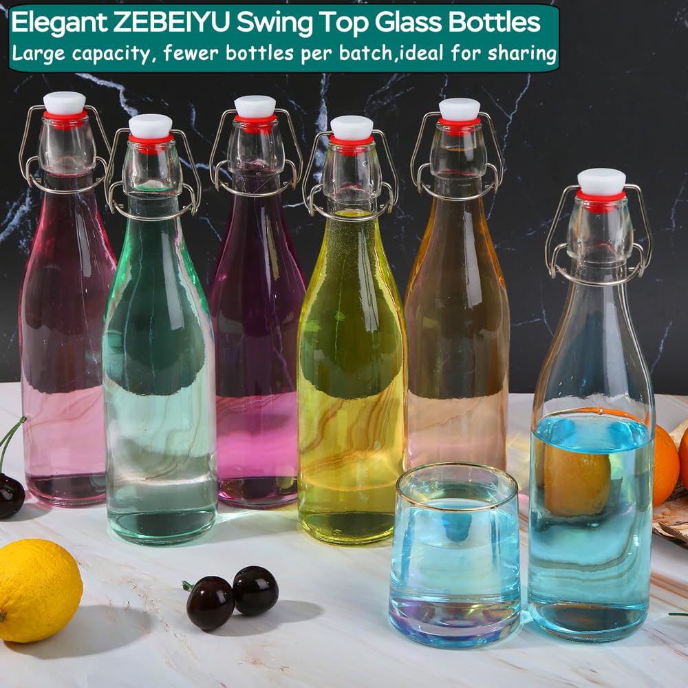 ZEBEIYU Botella de cerveza de 32 onzas, botellas de kombucha de vidrio con tapones para preparar, bebidas, batidos, kéfier, cerveza, soda, jugo, kombucha, aceite, agua, leche, vinagre (paquete de 4)