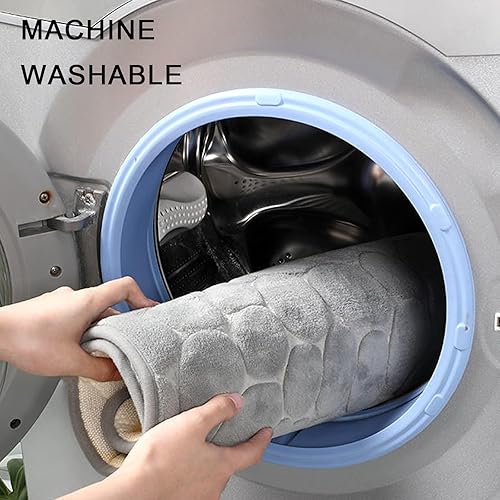 Miniatura 6 de XIYIASUN Alfombra de baño de espuma viscoelástica, cómoda alfombra de baño de adoquines, antideslizante, súper absorbente de agua, lavable a