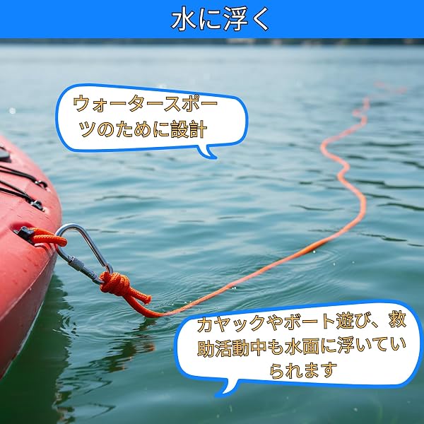 BeGrit ロープ水上5m パラコード6mm アンカーロープ 紫外線対策 アンカー係留/船舶/キャンプ/災害用 パラコード 付属フックで簡単調整可能 - 3