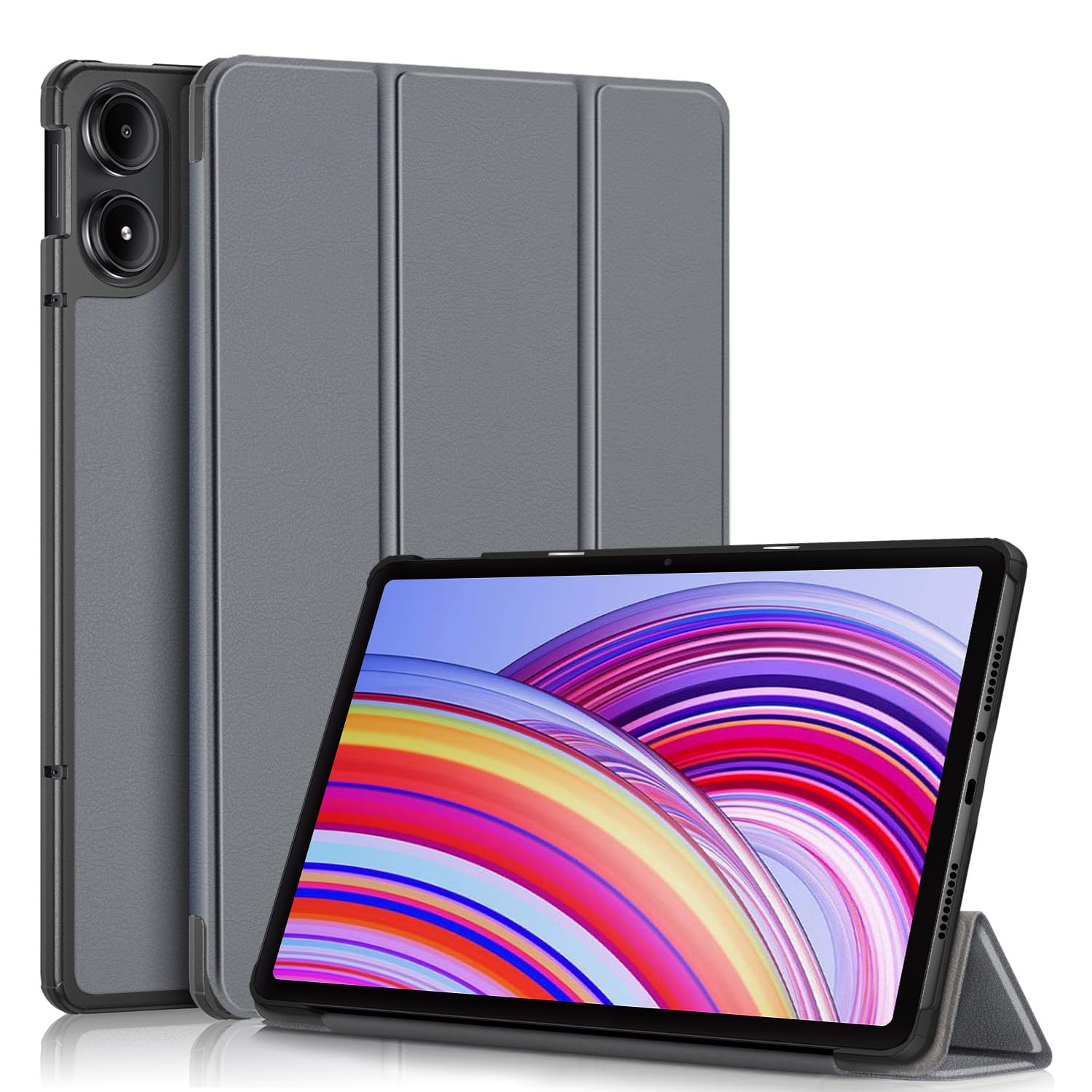 TOPCASE Hülle für Xiaomi Redmi Pad Pro Tablet 12.1 Zoll/Xiaomi Poco Pad 2024 12.1 Tablet,Schlank Slim Hülle Schutzhülle mit Auto Schlaf/Wach und Standfunktion,Grau
