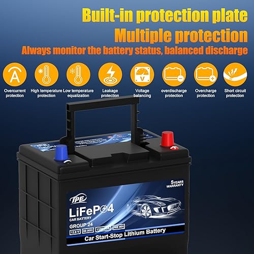 Miniatura 6 de Batería de litio de arranque y parada de coche GROUP 24 12V 60AH batería de coche con 1100CCA - Batería automotriz de alto rendimiento con 60 meses