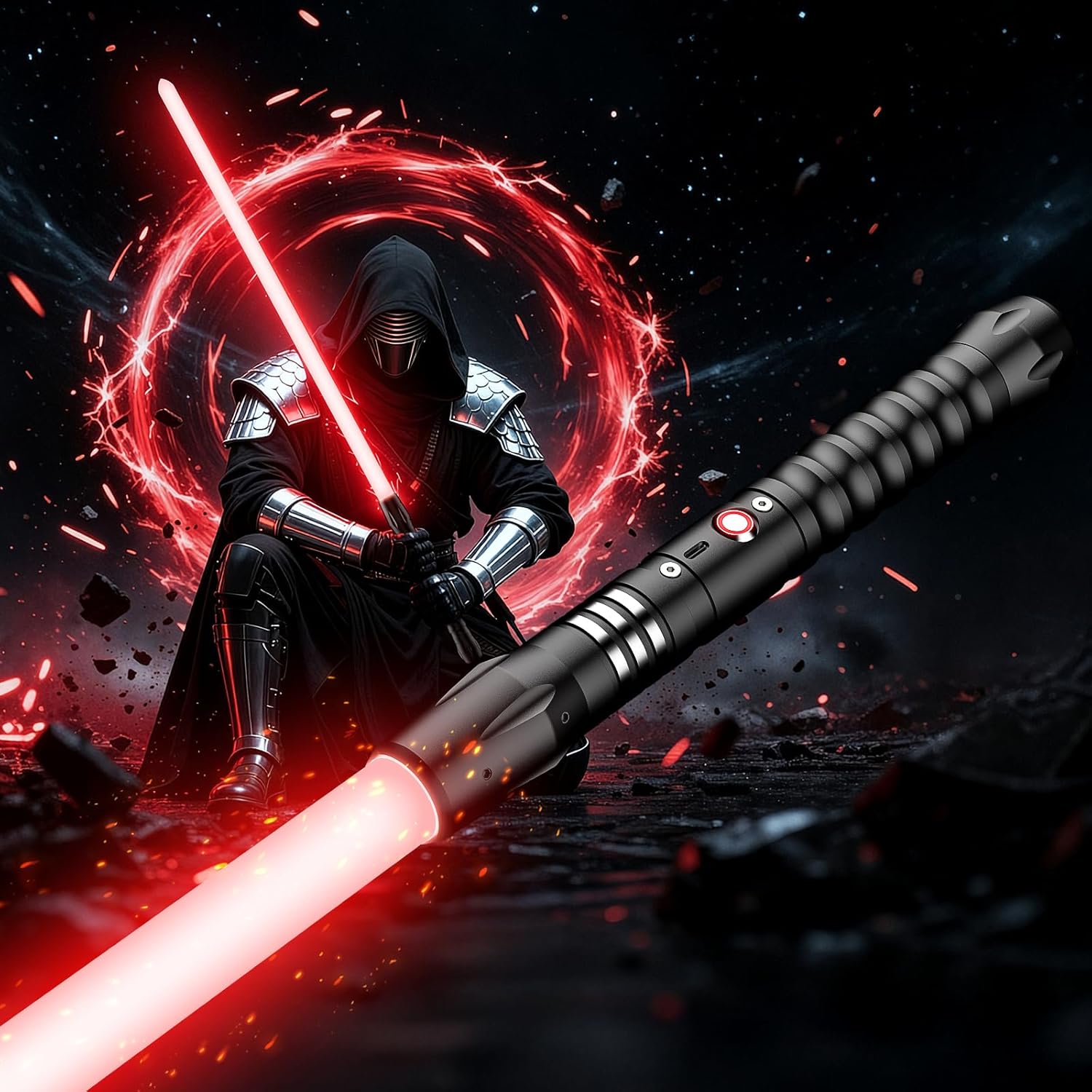 Pro Lightsaber, 40" Dueling Light Saber, USB Rechargeable, Metal Hilt with Upgraded 24 Colors 18 Sound 4 Modes, Detachable Laser Sword Toy Gift for Kids & dults Cosplay Birthday Party for Fun, 1Pack