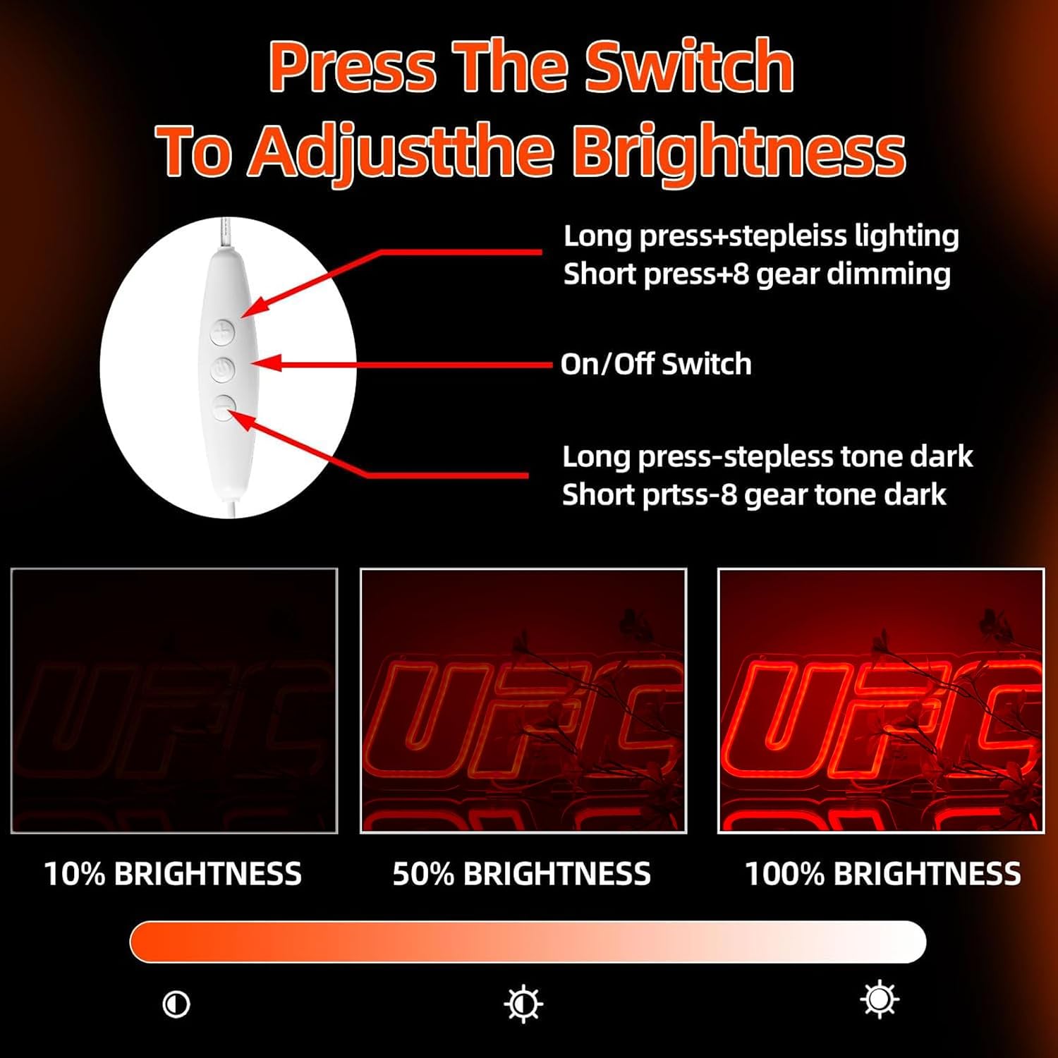 Fighting LED Neon Sign Dimmable Fight Theme Neon Light Wall Decor for Man Cave Gym Game Room Gift Art for Fans Kids Boys-15 x 6.1 IN-USB Powered-Acrylic